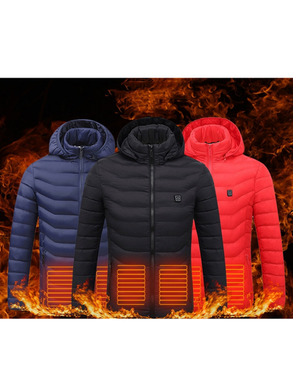 Doudoune chauffante, manteau chauffant électrique, capuche isolée, coupe-vent