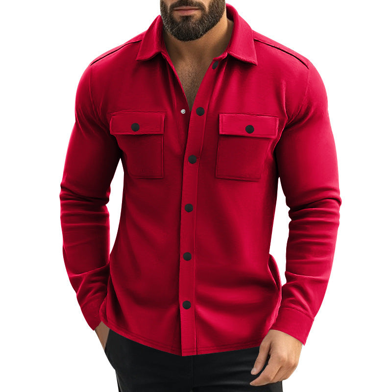 Veste fashion pour homme, multipoches et simple boutonnage