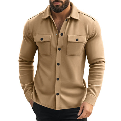Veste fashion pour homme, multipoches et simple boutonnage