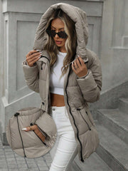 Manteau d'hiver rembourré mi-long à capuche, style décontracté pour femme