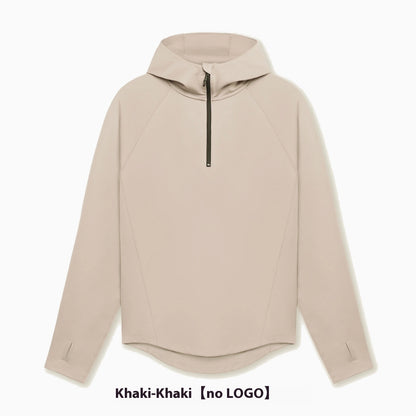 Veste de sport homme à demi-zip et capuche, coupe ample, idéale pour le printemps, l'automne et l'hiver.