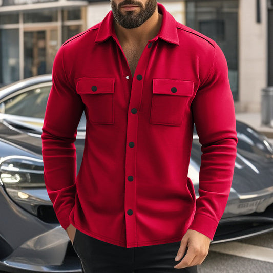 Veste fashion pour homme, multipoches et simple boutonnage